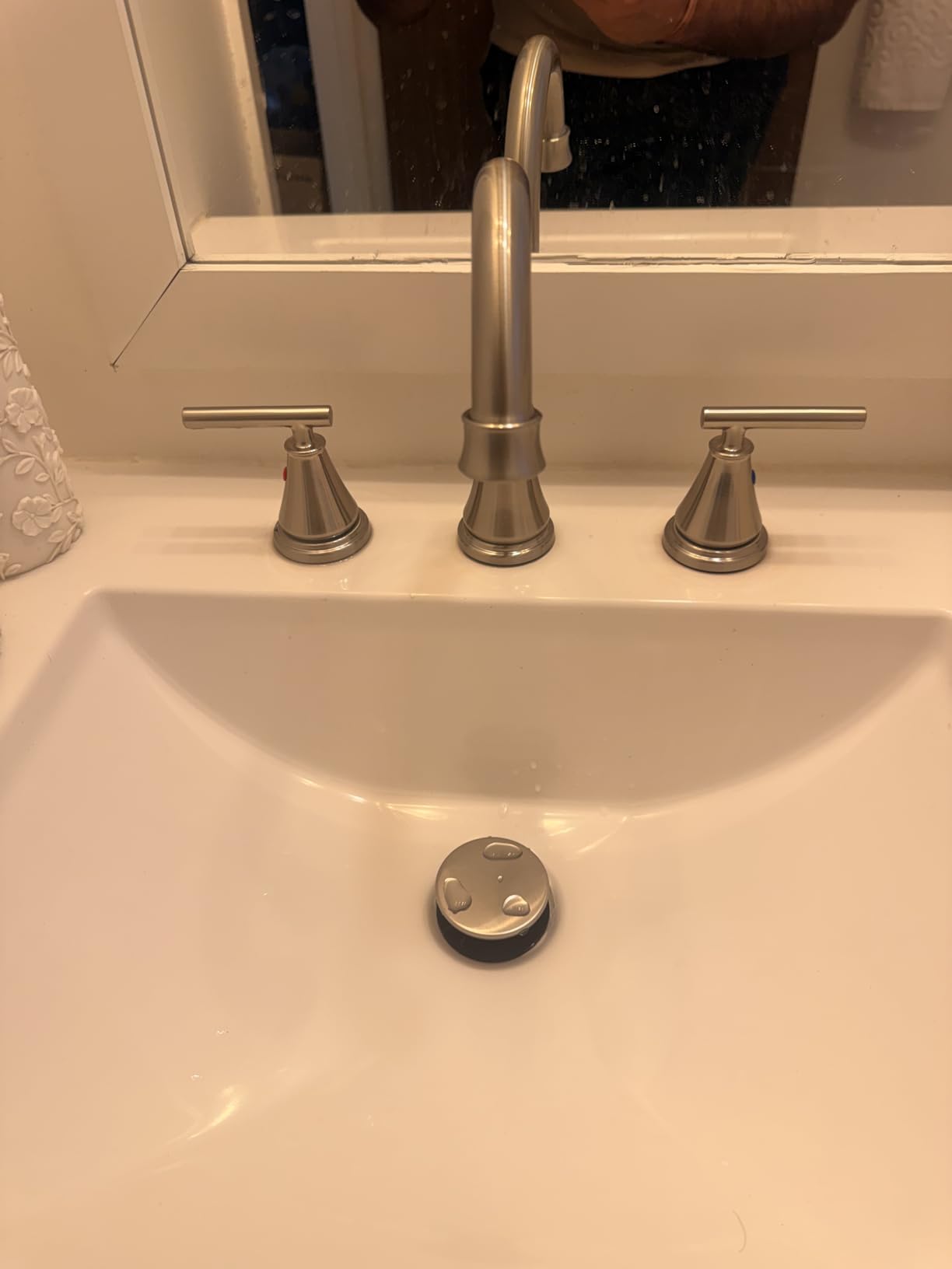 8 Inch Widespread Bathroom Sink Faucet 3 Hole, Brushed Nickel Bathroom Faucet with Metal Pop-Up Drain Assembly, Bathroom Vanity Faucet, 2 Handle for Sink customer photo 1