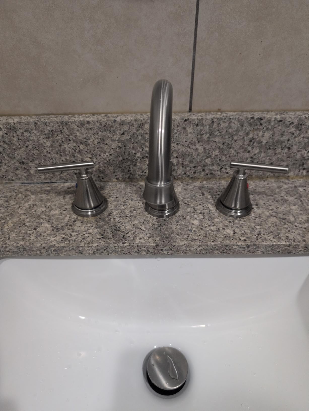 8 Inch Widespread Bathroom Sink Faucet 3 Hole, Brushed Nickel Bathroom Faucet with Metal Pop-Up Drain Assembly, Bathroom Vanity Faucet, 2 Handle for Sink customer photo 2
