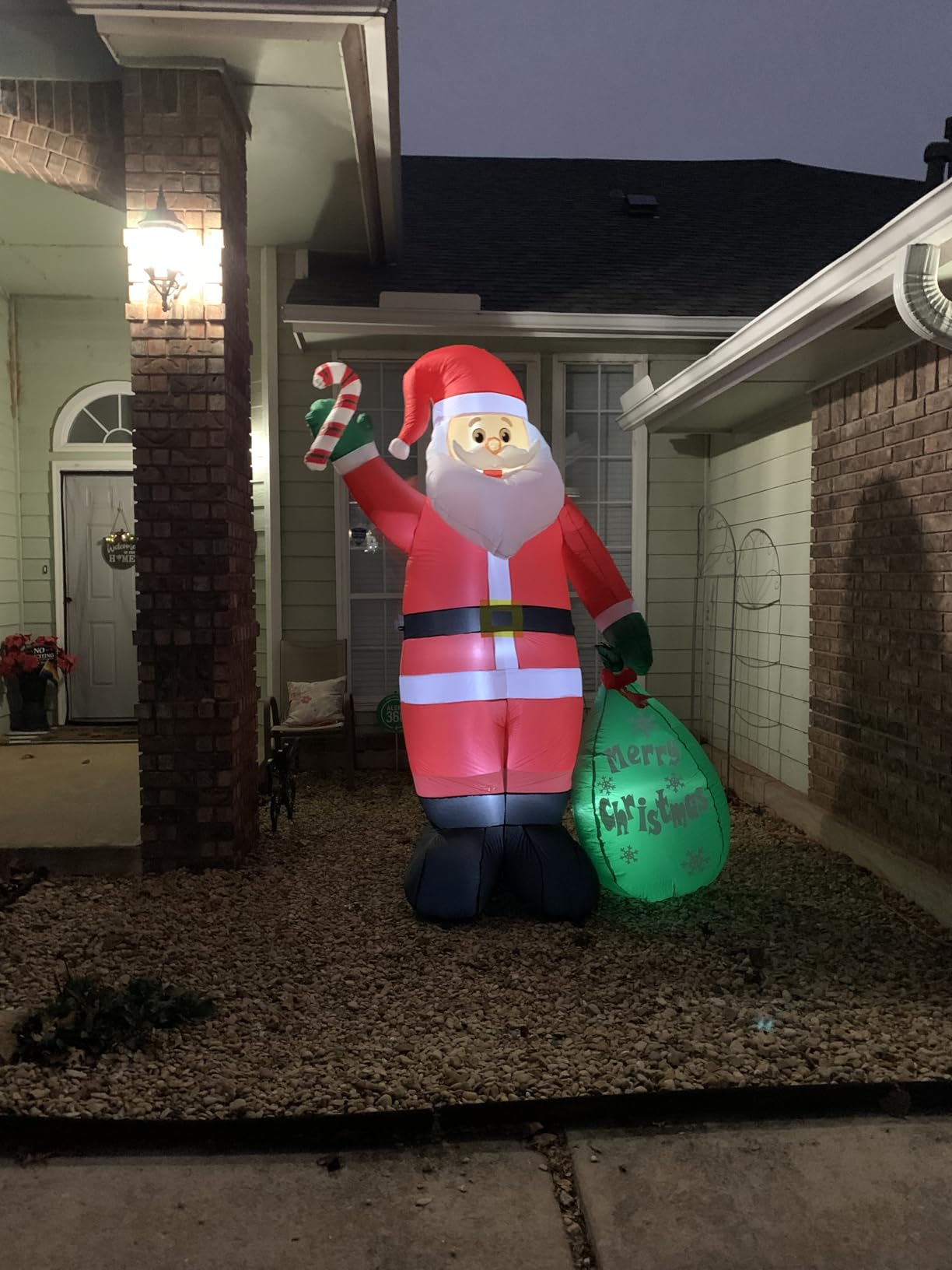 8 FT Christmas Inflatable Santa Claus with Candy and Big Gift Bag Outdoor Decor, Blow Up IP44 Weatherproof Xmas Decorations for Yard, Built-in LED Light customer photo 2
