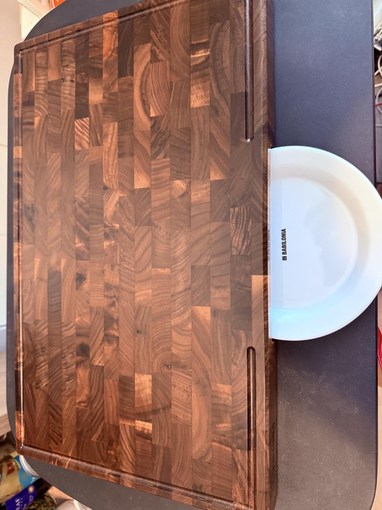 American Walnut Wood Cutting Board, End Grain Butcher Block for Kitchen | Black Walnut Grown in USA - 16