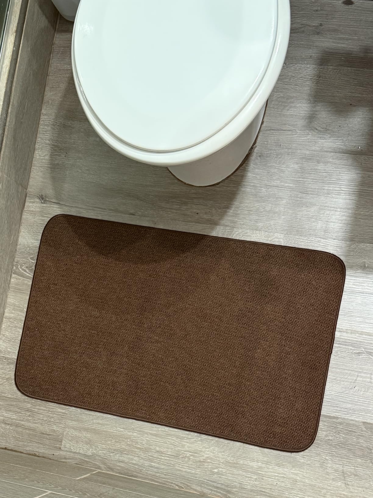 Bath Mat, Ultra Thin Bathroom Rugs, Rubber Bath Mats for Bathroom, No Slip Bath Rugs, Quick Dry, Machine Washable, Low Pile, Absorbent, Grey, 17x27 Inch customer photo 2