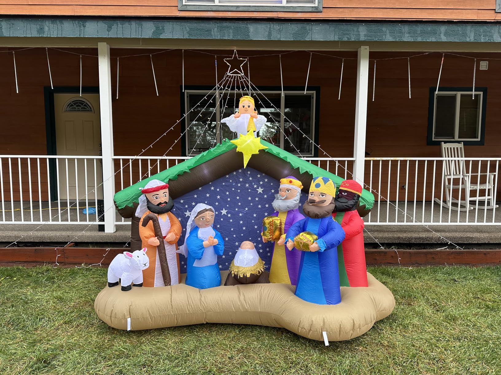 8 FT Christmas Inflatables Nativity Scene Outdoor Decorations, Christmas Blow Up Yard Decorations Nativity Sets for Garden Lawn Xmas Decor customer photo 2