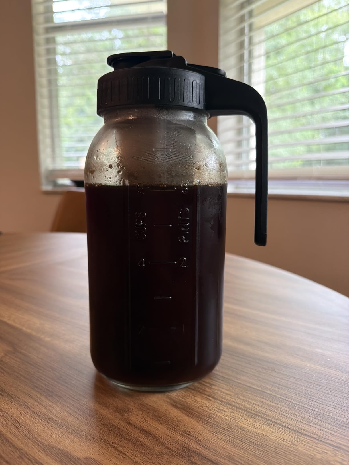 Cold Brew Coffee Maker, 64 oz Mason Jar Pitcher with Stainless Steel Filter, Pour Spout Handle Lid, Heavy Duty Glass Airtight and Leak-Proof for Iced Coffee, Tea and Lemonade customer photo 2