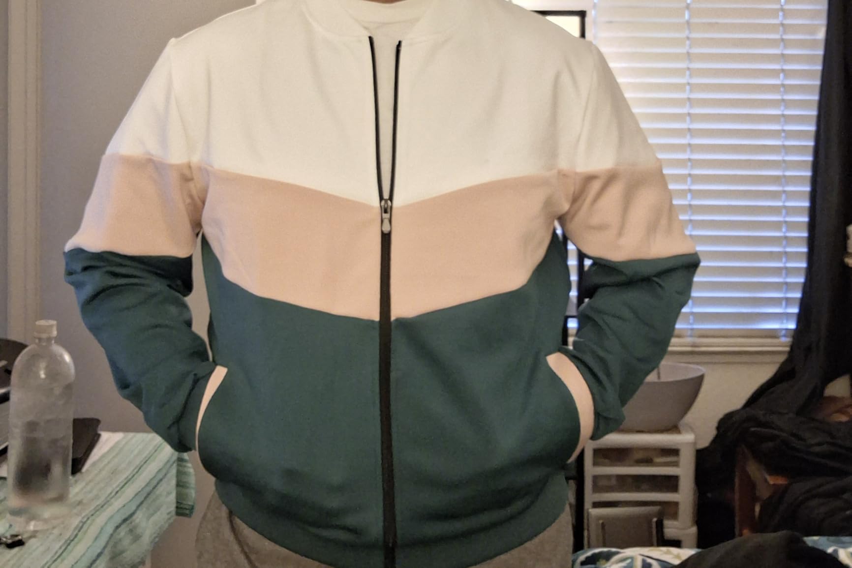 Mens Lightweight Jacket Casual Bomber Jacket Color Block Varsity Coat customer photo 2