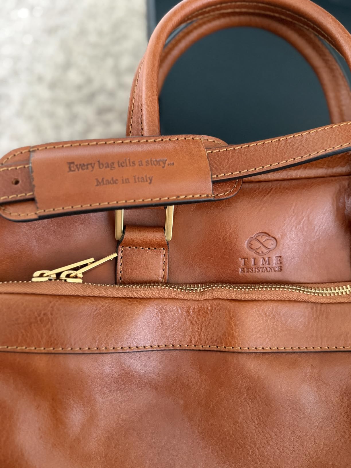 Time Resistance Leather Briefcase - Italian Handmade Leather Laptop Bag - Briefcase for Men and Women - Computer Bag customer photo 1