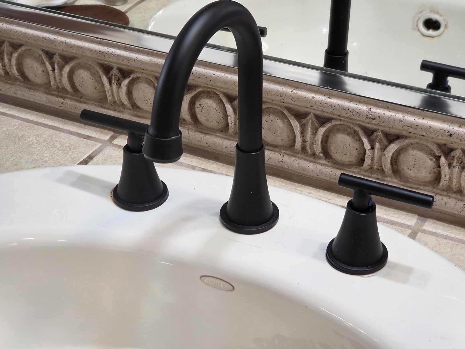 Bathroom Faucets for Sink 3 Hole, Hurran Brushed Nickel Bathroom Sink Faucet with Pop-up Drain and Supply Lines, Stainless Steel Lead-Free Widespread Faucet for Vanity RV Farmhouse Sink customer photo 2