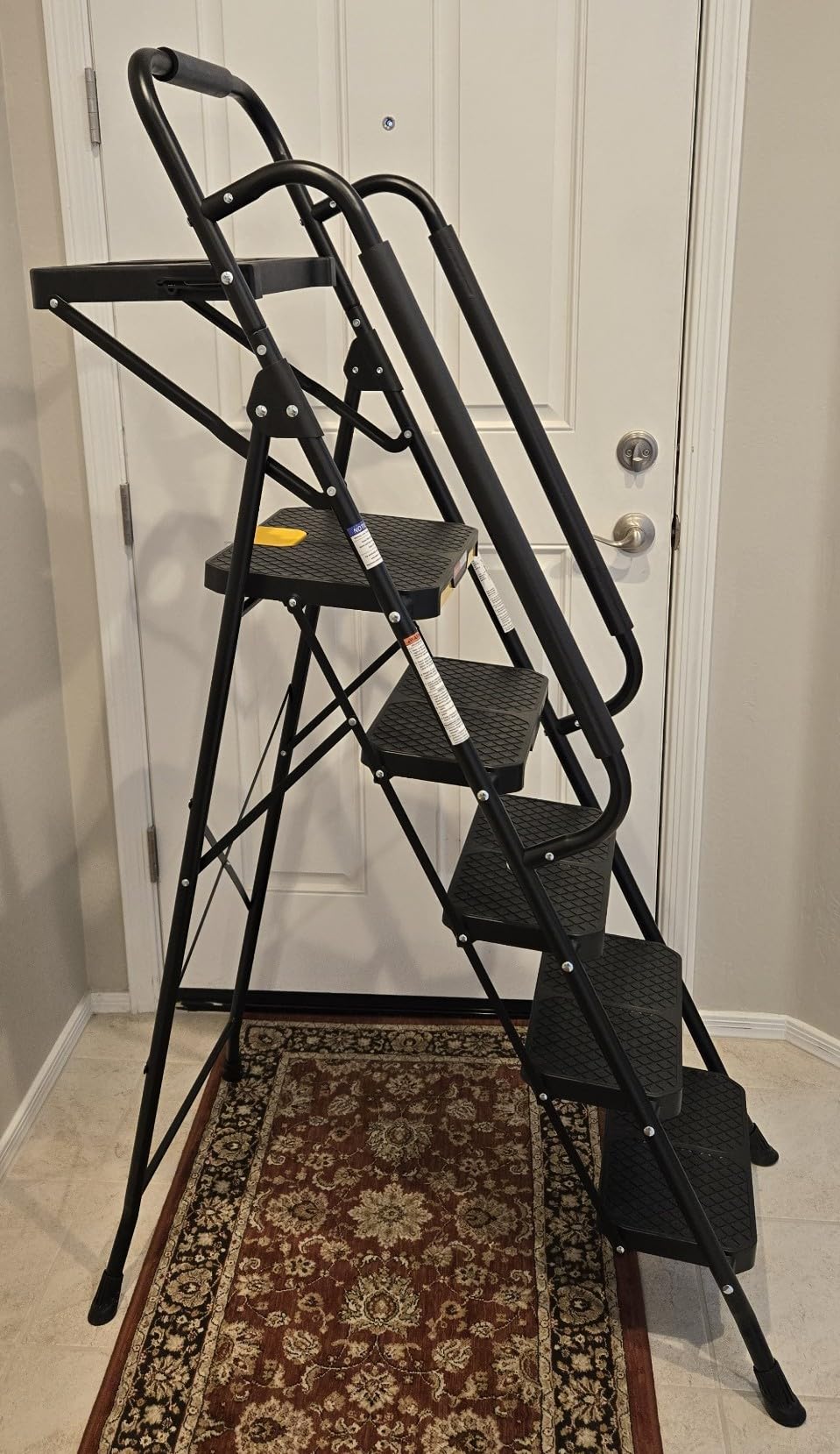 KINGRACK 5 Step Ladder, Sturdy Steel Step Stool with Anti-Slip Wide Pedals, Handrail, Safe-Lock Design, 800lbs Folding Portable Ladder for Multi-Purpose, Home, Kitchen customer photo 2