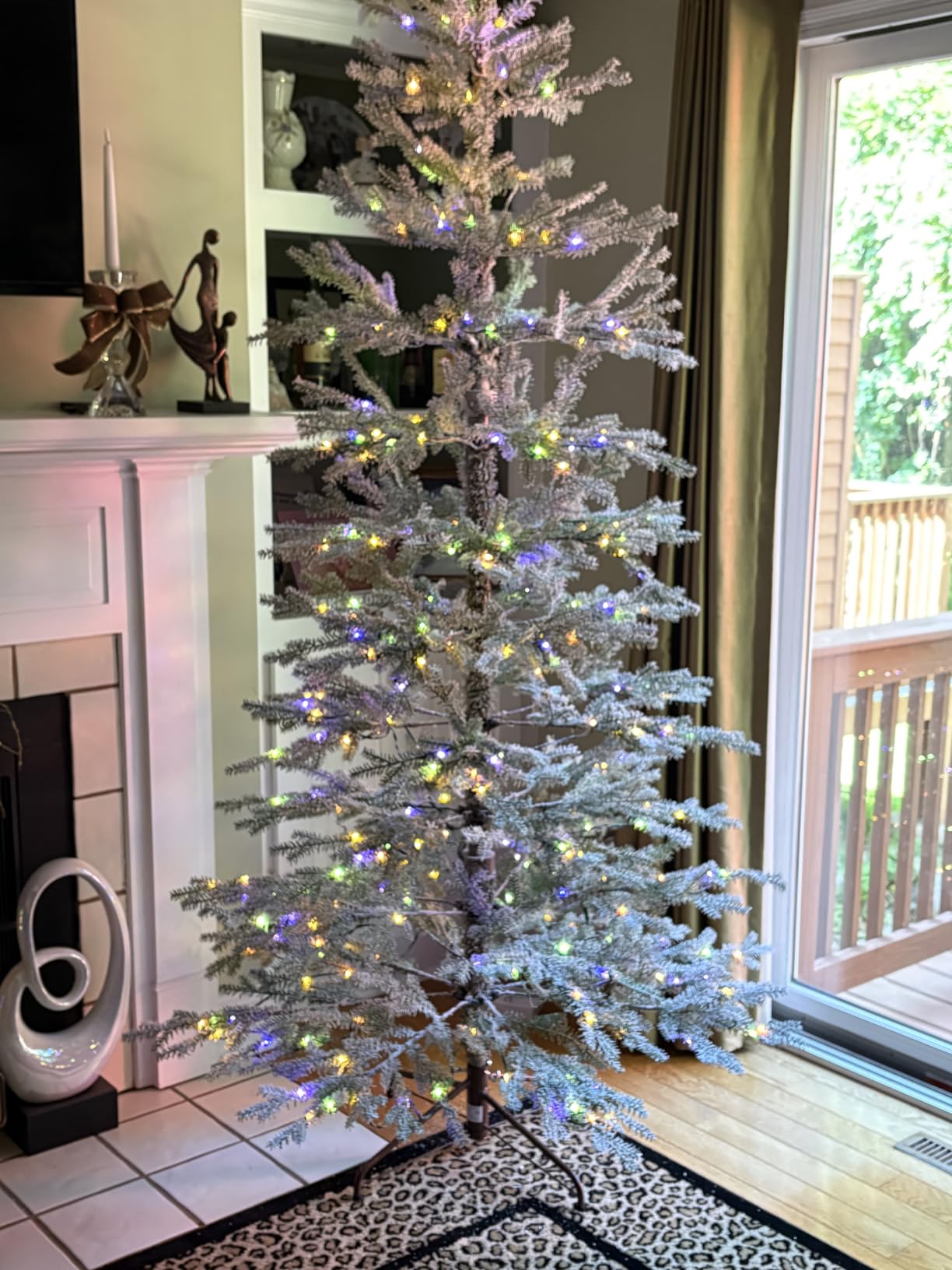 Best Choice Products Pre-Lit Sparse Christmas Tree 7.5ft Artificial Flocked Pine Holiday Décor Aspen Noble Fir White & Multicolor LED Lights- Green customer photo 1