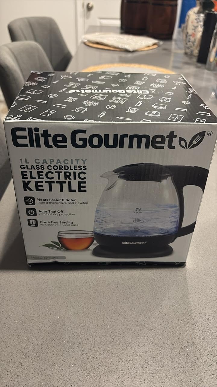 Elite Gourmet EKT3001 1L Digital Water Kettle, 304 Stainless Steel Interior, Programmed Temperatures, Keep Warm Function, Cordless, 360° Base, Auto Off & Audible Indicator, Matte Black customer photo 1