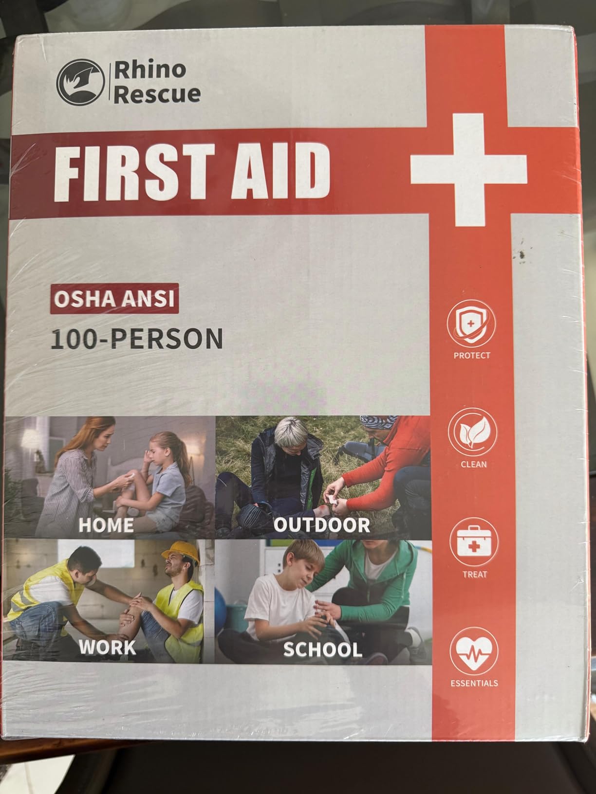 RHINO RESCUE 371 Pieces OSHA All-Purpose First Aid Kit, 100-Person Home & Office Professional Medical Supplies, Ideal for Emergency, School, Business customer photo 1