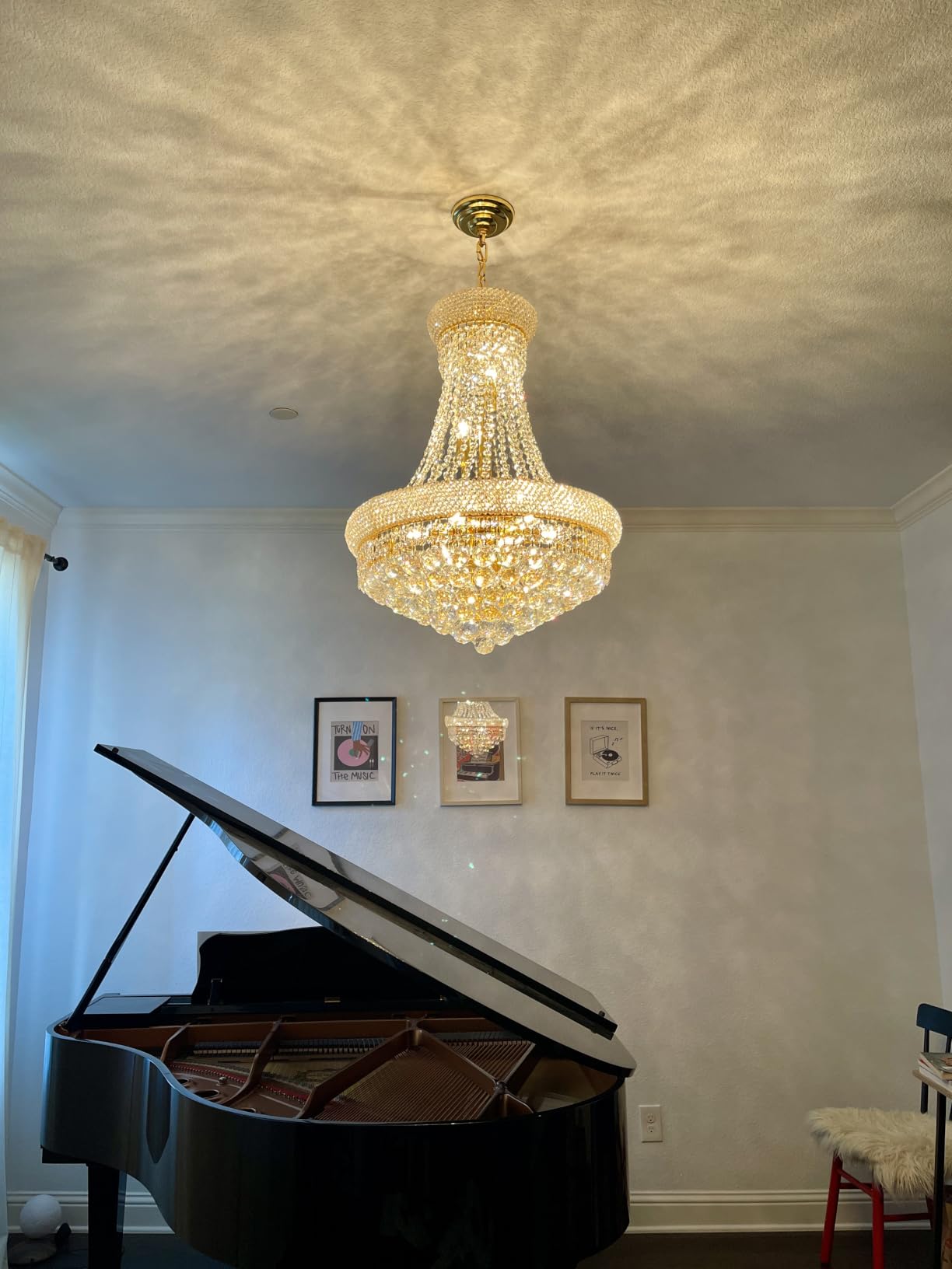 Chrome Crystal Chandeliers for Dining Room, 12-Lights D22 Inch | Empire Style K9 Crystal Chandeliers for Entryway, Luxury Lighting Fixtures for Living Room Entryway Foyer Adjustable Height customer photo 1