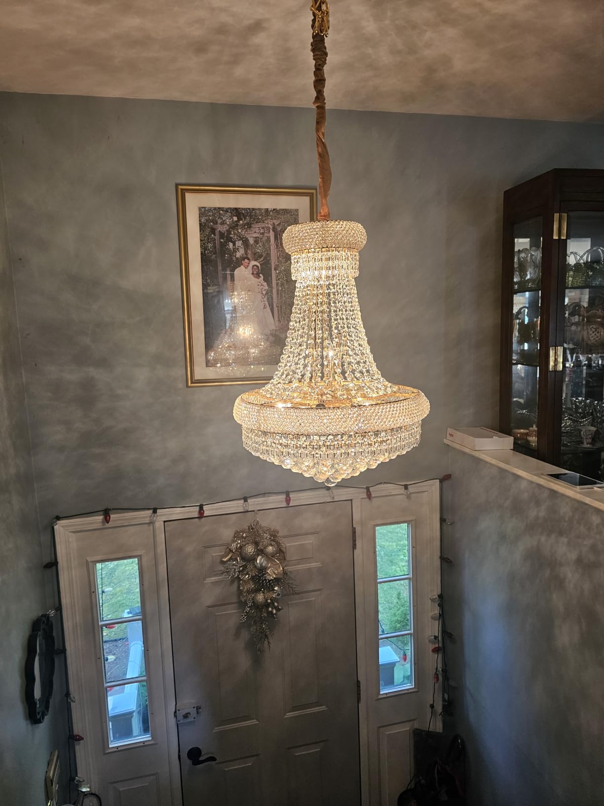 Chrome Crystal Chandeliers for Dining Room, 12-Lights D22 Inch | Empire Style K9 Crystal Chandeliers for Entryway, Luxury Lighting Fixtures for Living Room Entryway Foyer Adjustable Height customer photo 2