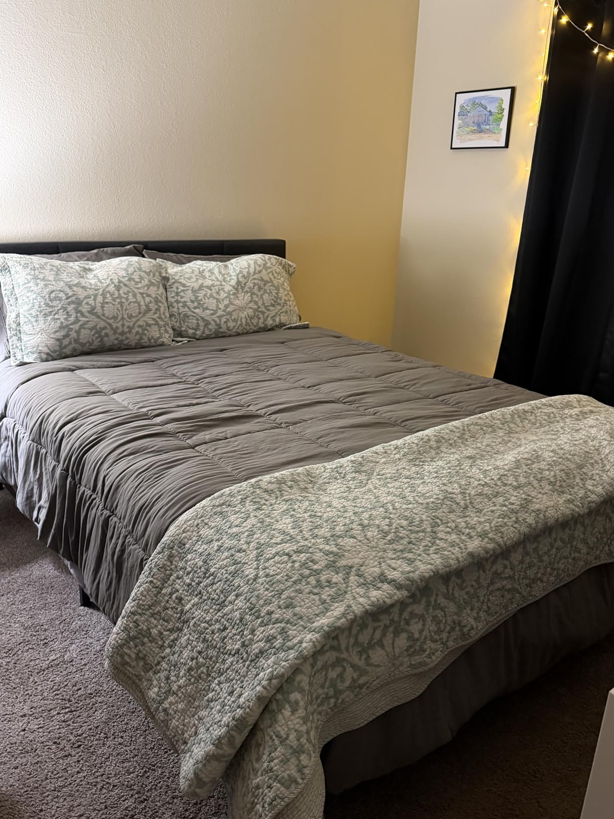UGG Leonora Queen Comforter Set, Lightweight, 3-Piece, Charcoal Gray | Down-Alternative Fill, Box-Stitch Construction, OEKO-TEX Compliant, Machine Washable, Fits Full & Queen Beds, 2 Pillow Shams customer photo 2