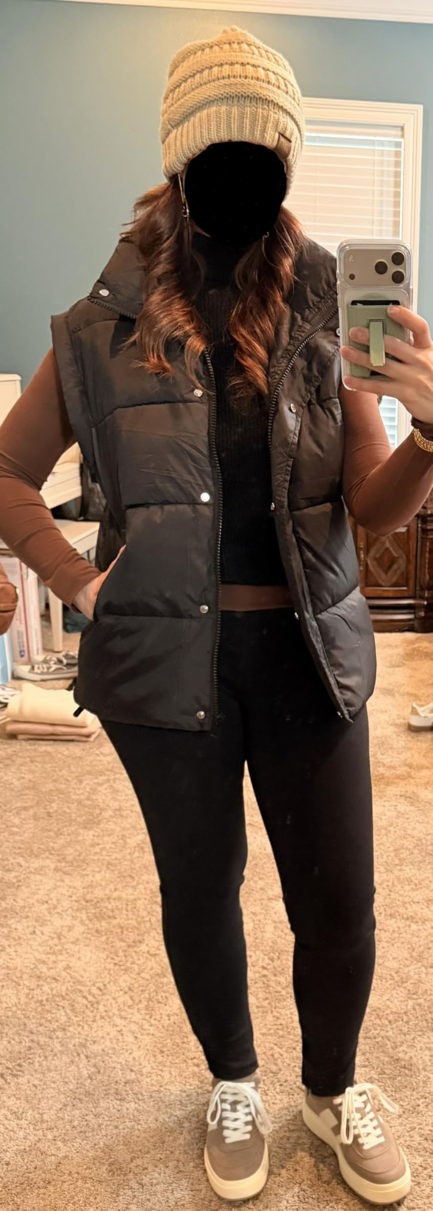 Womens Oversized Puffer Vest Stand Collar Full Zip Sleeveless Bubble Puffer Vest Quilted Padded Warm Coat Outwear customer photo 1