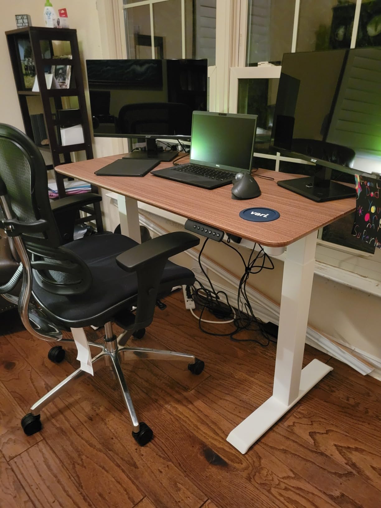 Vari Essential Electric Standing Desk for Home Office - 48x24 Sit-Stand VariDesk, 4 Memory Height Presets, 2-Piece Laminate Wood Top, Sturdy T-Style Legs, Supports 150 Lbs + Easy Assembly (White) customer photo 2