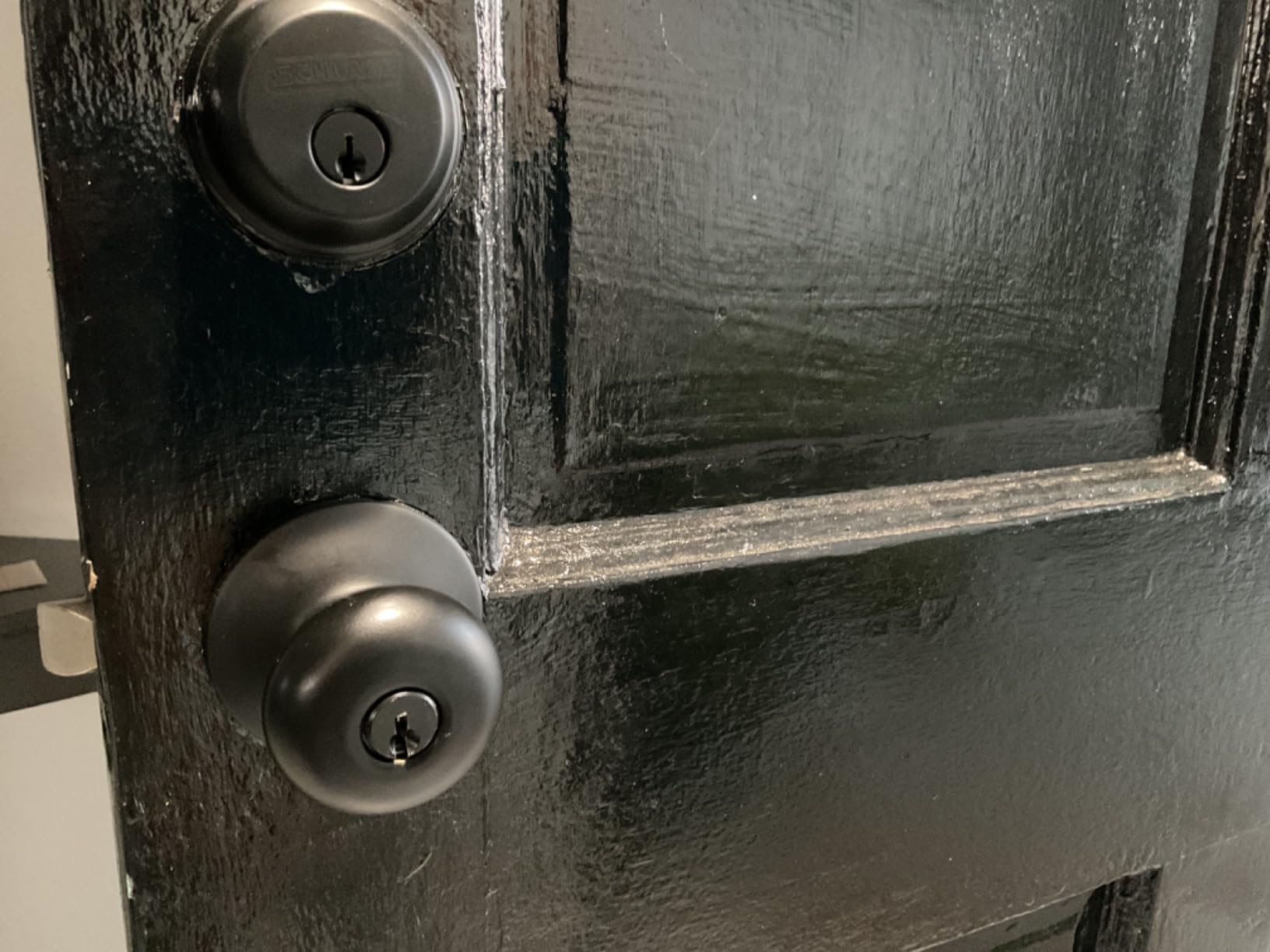 Schlage Deadbolt & Door Knob Set, Plymouth Knob, Matte Black customer photo 2