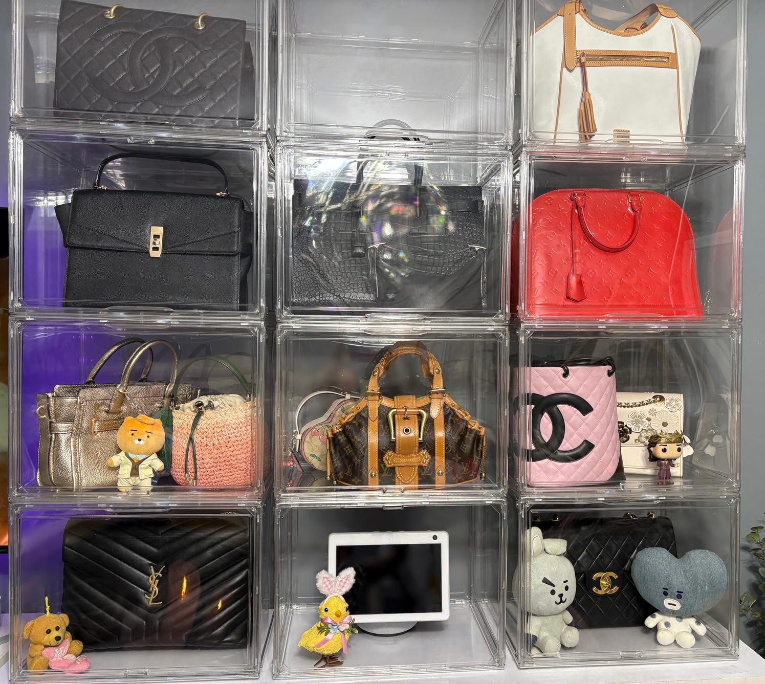 GUDEMAY Large Clear Stackable Plastic Storage Bins with Door, Dustproof Figures Collectibles Display Case, Football & Motorcycle Helmet Showcase, Basketball, Memorabilia Organizer Box (XL) customer photo 1