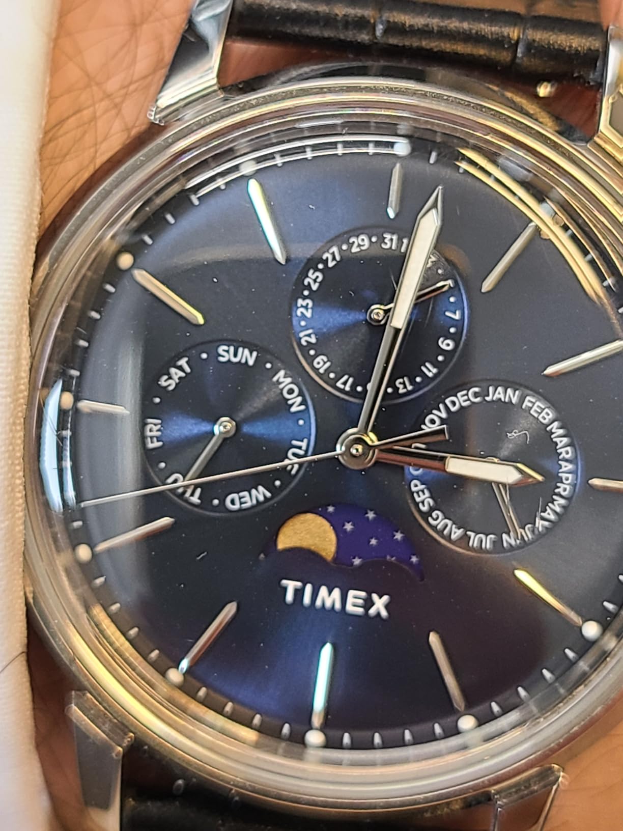 Men's Marlin Moon Phase 40mm Watch - Black Strap Blue Dial Stainless Steel Case customer photo 1