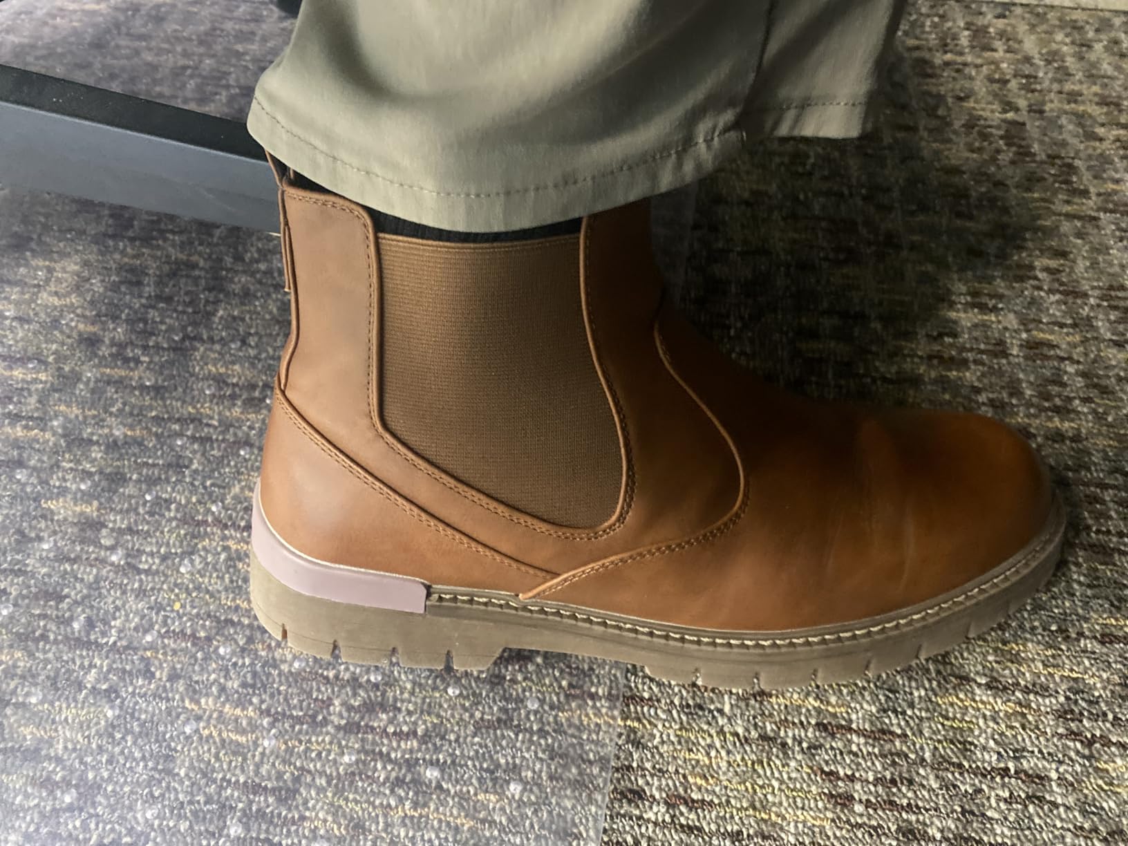 Jousen Men's Chelsea Boots Slip-On Casual Boots | Retro Mens Boots Synthetic Leather Upper Classic Ankle Short Style Dual Elastic Side Panels Work & Everyday Wear customer photo 1