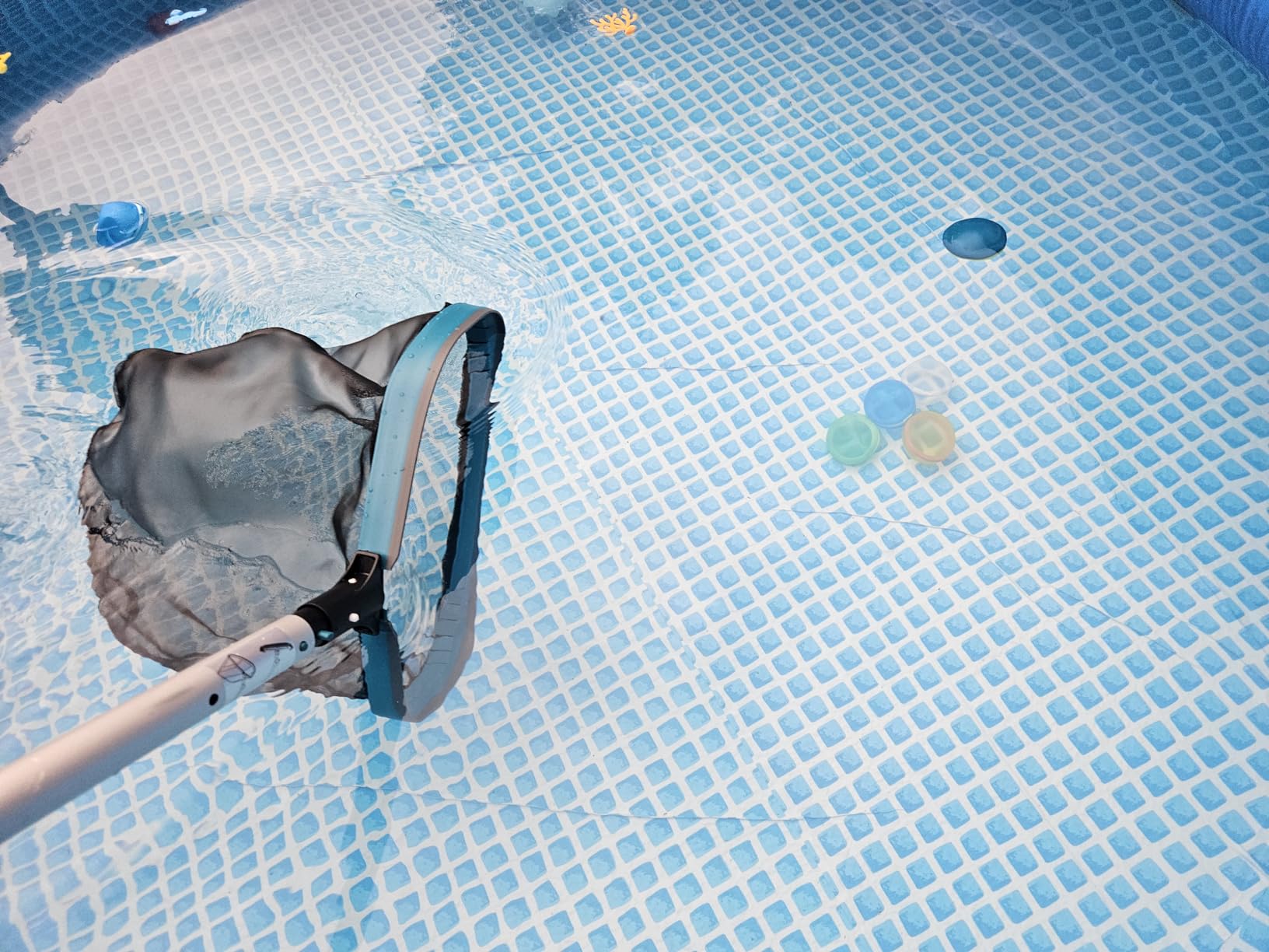 Swimming Pool Cleaning Kit - Pool Skimmer Rake Net with Pole and Brush Head | 17.5