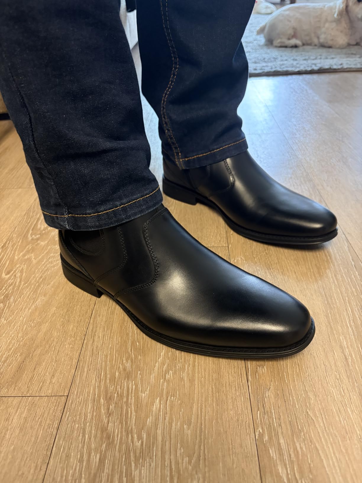 Holy dove Chelsea Boots Men - Genuine Leather, Chelsea Boots for Men with Side Zipper, Casual Slip-On Ankle Boots, Chukka & Oxford Style Dress Boots customer photo 2