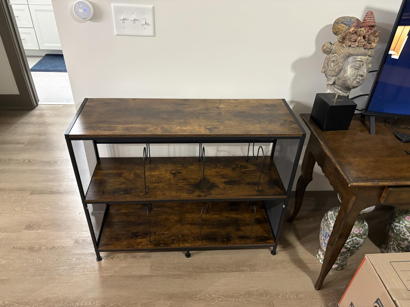 3-Tier Vinyl Record Storage: Vintage Player Table with Spacious Storage - Up to 450 Records, Turntable Stand with Adjustable Dividers, Extra Top Surface for Audio Equipment customer photo 2