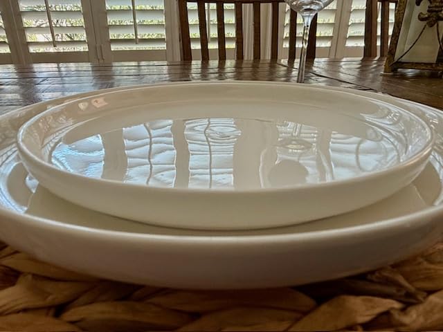 MALACASA LUNA 12-Piece Porcelain Dinnerware Set, White with Black Rim customer photo 1