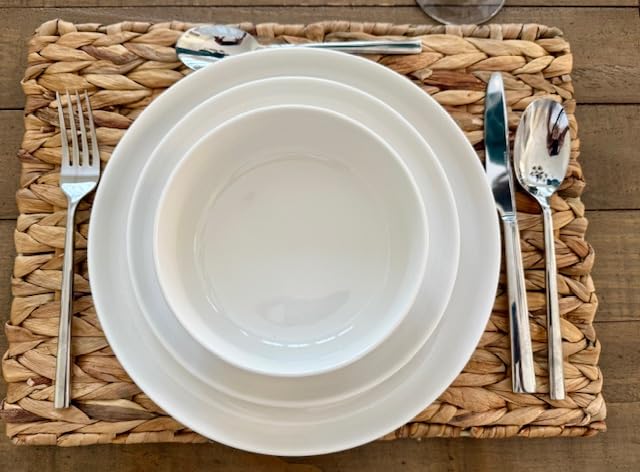 MALACASA LUNA 12-Piece Porcelain Dinnerware Set, White with Black Rim customer photo 2