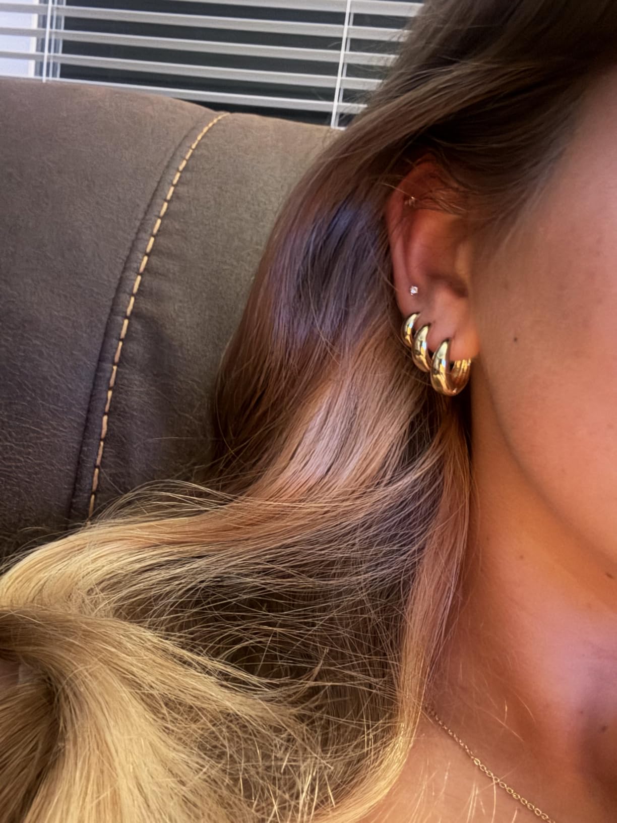 3 Pairs 14K Gold Hoop Earrings Set for Women Small Chunky Huggie | Hypoallergenic Earrings, Cute Tiny Thick Lightweight Trendy Hoops Earring Stacks for Multiple Piercing Women's Jewelry Gift customer photo 1