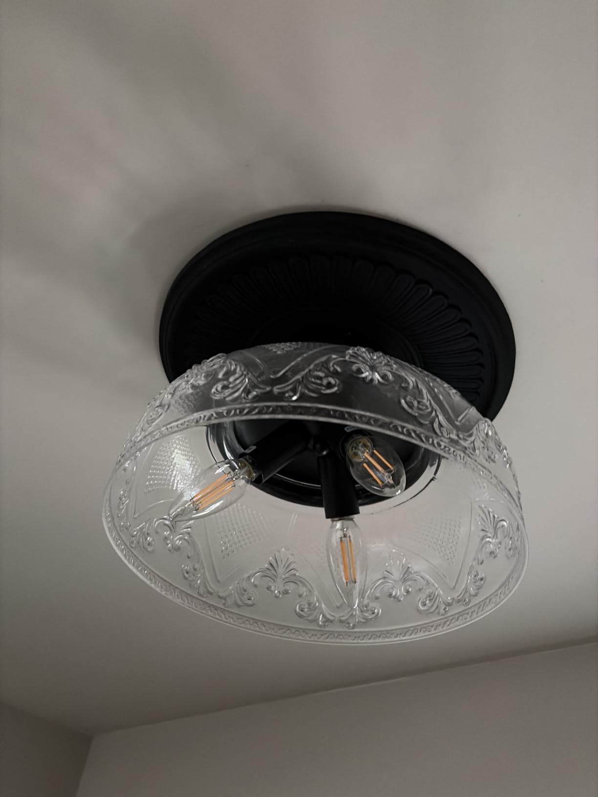 MY MIRONEY 2PCS Decorative Ceiling Medallion, Antique Bronze | PU Ceiling Fan Medallion Home Lighting Ceiling Cover for Light Fixtures, 12.4