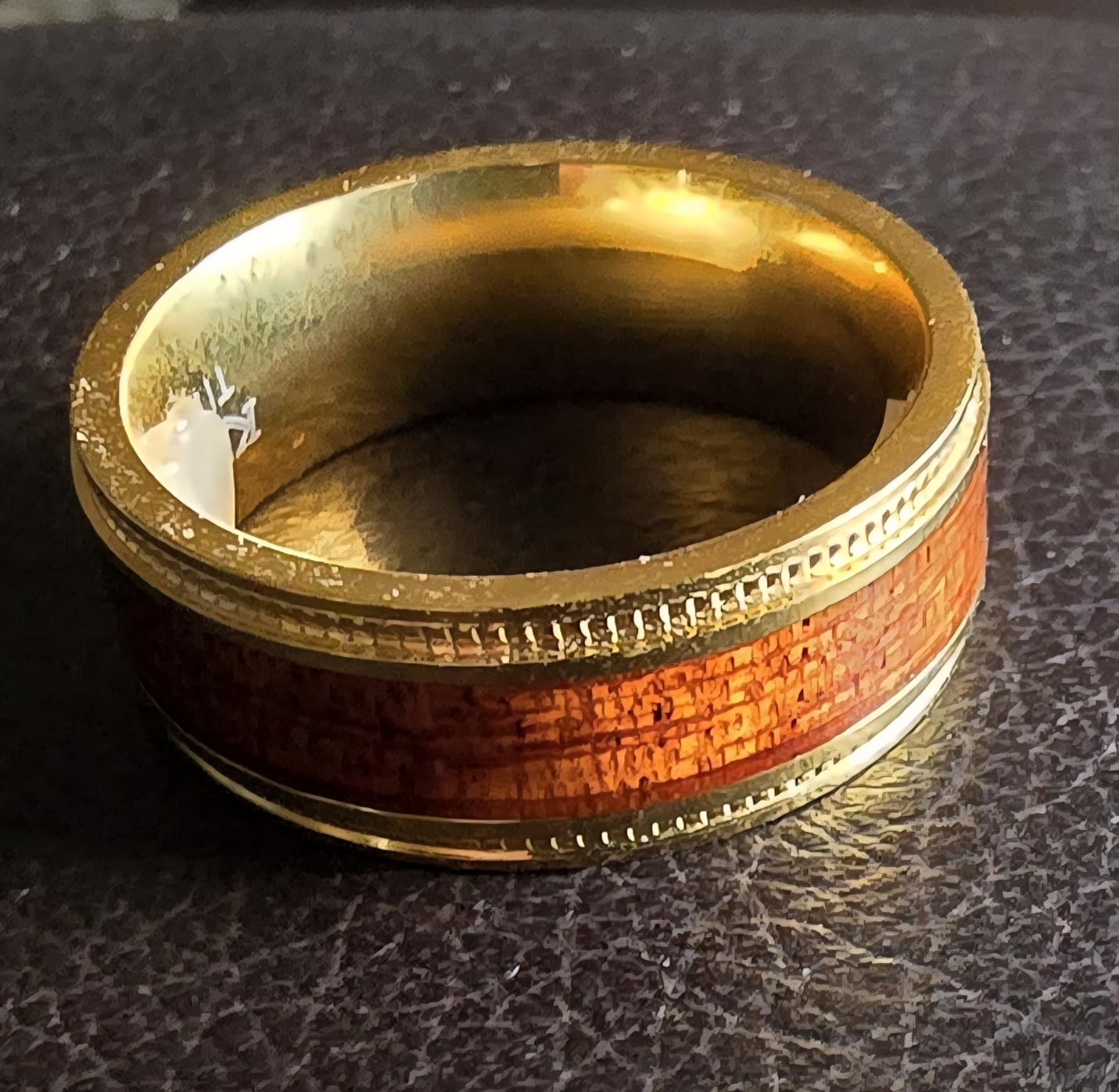 King Will Titanium Wedding Band for Men Size 6-14 | Black/Silver/Gold, 7-8mm, Comfort Fit, Koa/Maple Wood Inlay, Everyday Wear customer photo 2