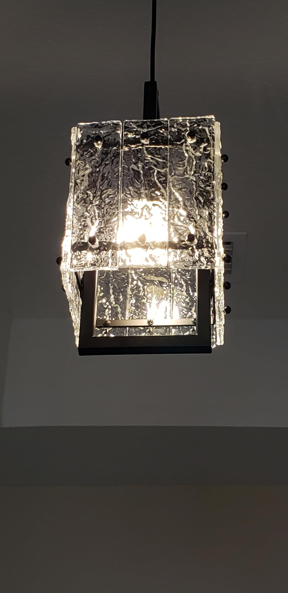 Modern Pendant Lights Kitchen Island 2 Pack Matte Black Pendant Lights Water Ripple Glass Square Pendant Lighting Over Island Hanging Pendant Light Fixtures for Kitchen Dining Room Hallway Foyer customer photo 2