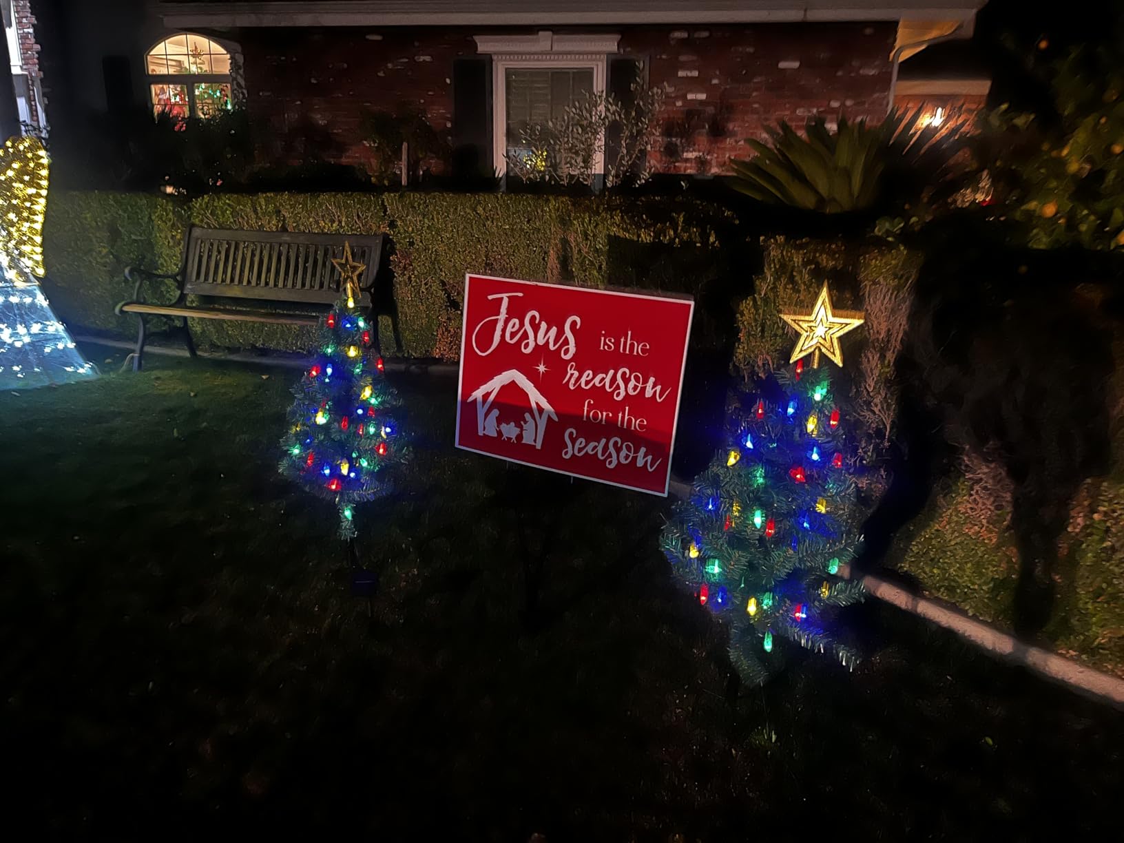 2-Pack 3.6FT Solar Christmas Tree Outdoor Christmas Decorations, 8 Modes Solar Xmas Tree Lights with 100 LED, Waterproof Solar Christmas Lights for Yard Front Porch Pathway Grave Cemetery Decor customer photo 2