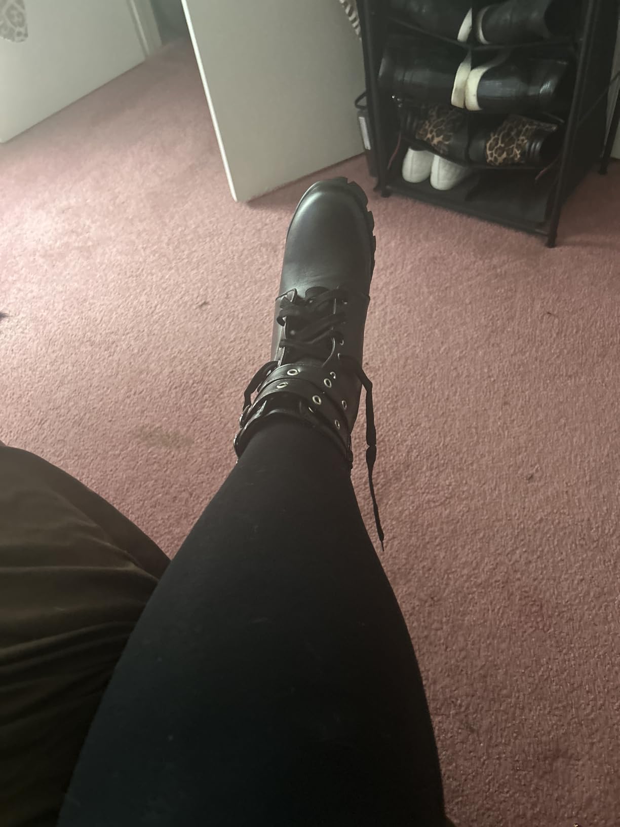 Goth Women Platform High Heel Boots Buckle Combat Ankle Booties customer photo 2
