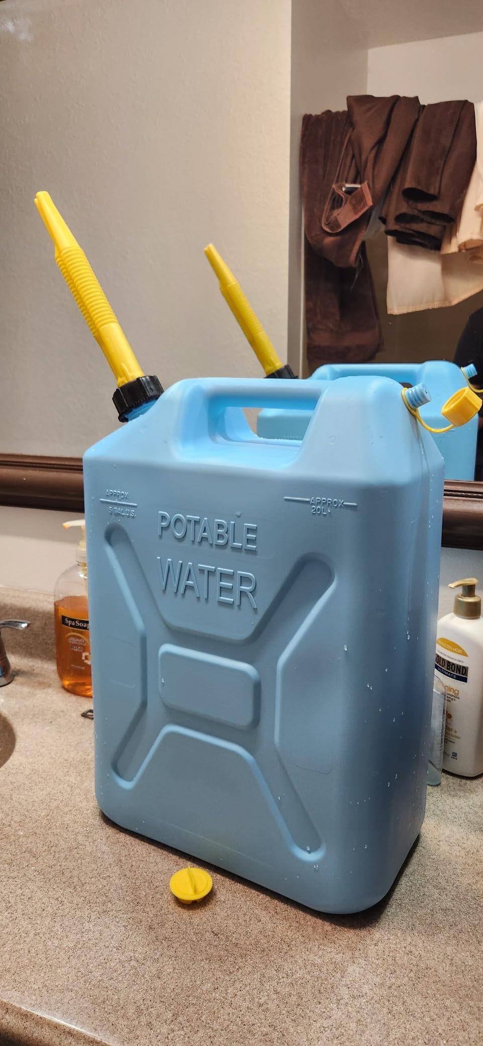 Scepter Portable Plastic Military Style Food Grade 5 Gal Water Jug Container with Reversible Spout for Camping & Emergency Storage, Blue customer photo 1