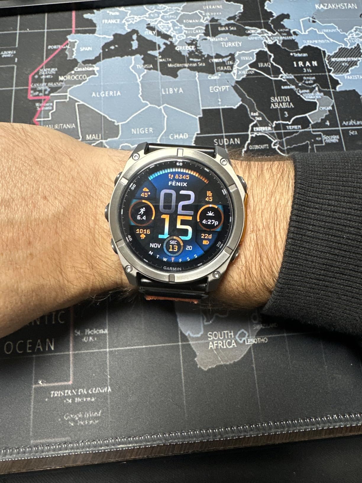 Garmin fēnix® 8 - 47 mm, AMOLED, Sapphire, Premium Multisport GPS Smartwatch, Long-Lasting Battery Life, Dive-Rated, Built-in LED Flashlight, Titanium with Spark Orange/Graphite Band customer photo 2
