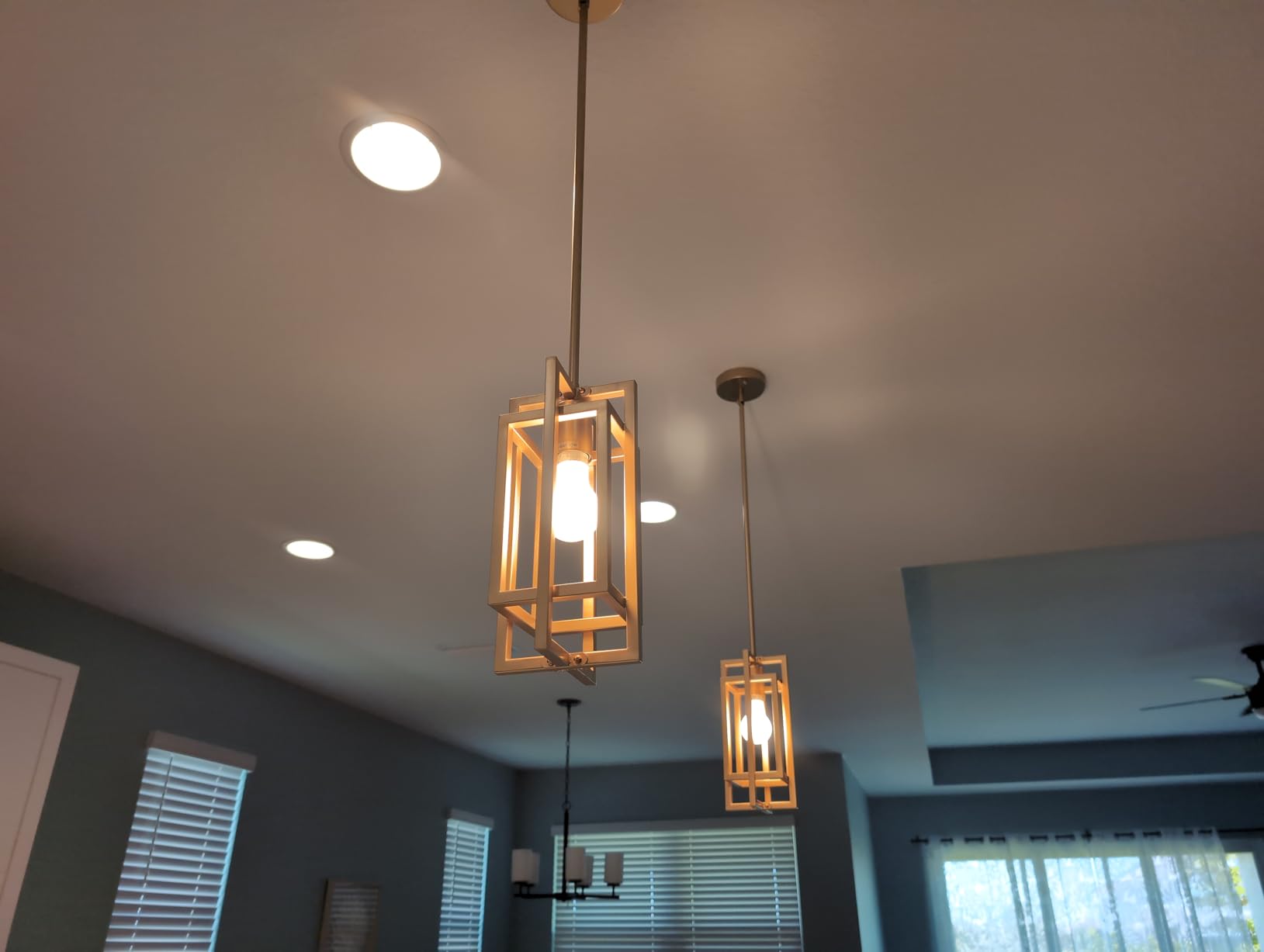Farmhouse Pendant Light Fixtures, Gold Modern Pendant Lights 59'' Adjustable Small Square Pendant Ceiling Hanging Light for Kitchen Island Dining Room Entryway customer photo 1