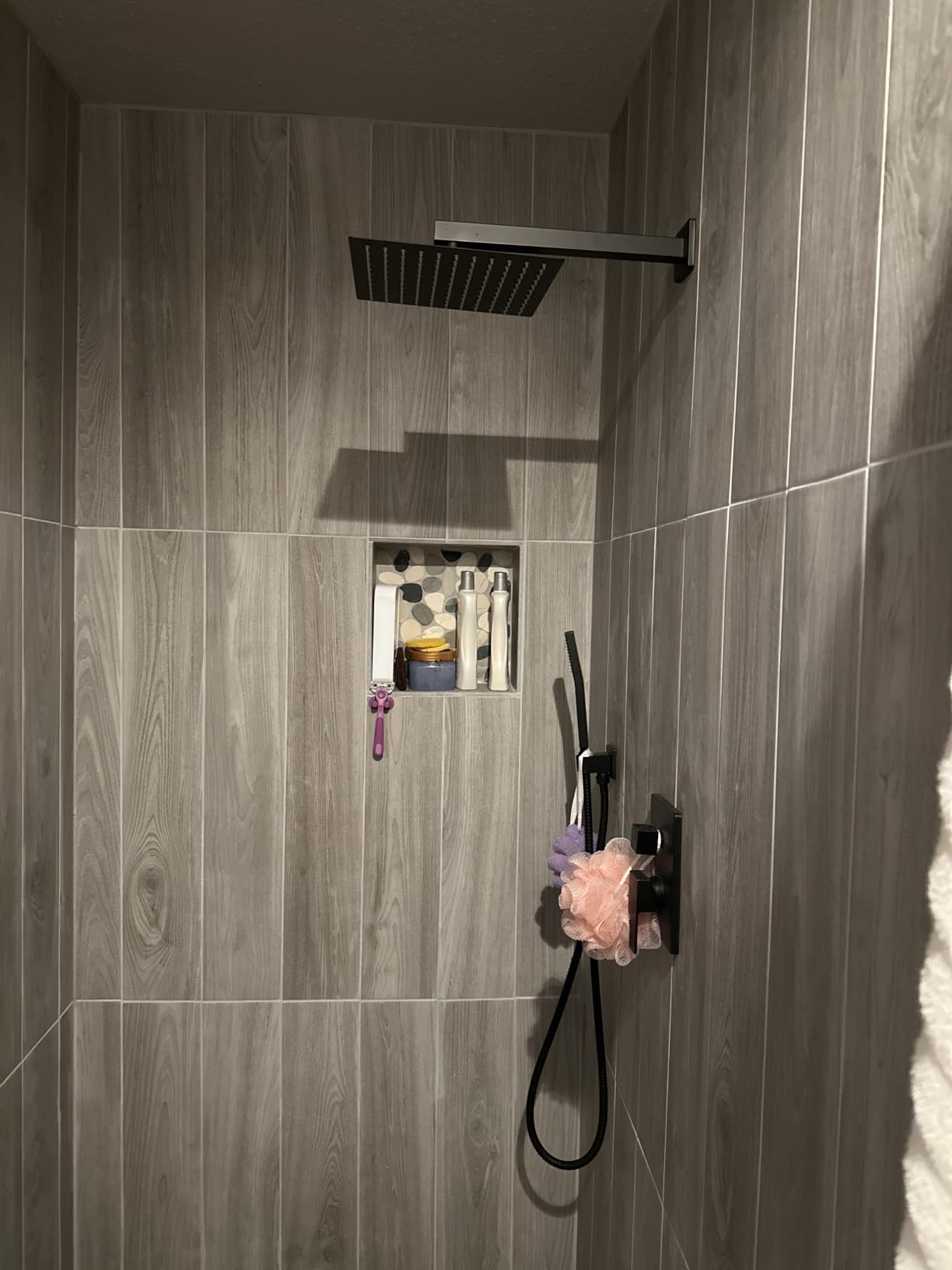 Aolemi Shower Faucet Set Rain Shower System with Handheld Spray Bathroom Shower Combo Rough-in Valve and Shower Trim Kit Included Matte Black 8 Inch Wall Mount Shower Head customer photo 1