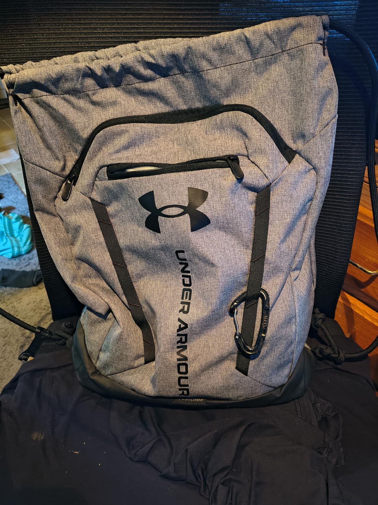 Under Armour Unisex Hustle Sackpack, (025) Castlerock/Black/Black, One Size Fits Most customer photo 1