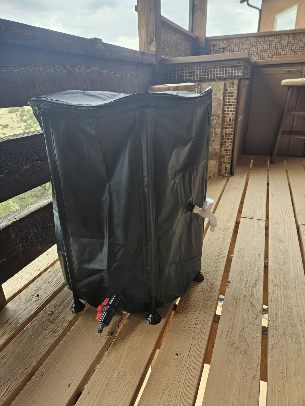 Collapsible Rain Barrel Water Storage Containers-53 Gallon Portable Rainwater Collect System Water Tank to Collect Rainwater from Gutter Downspout Water Catcher with Spigots,Filter & Overflow Kits customer photo 1