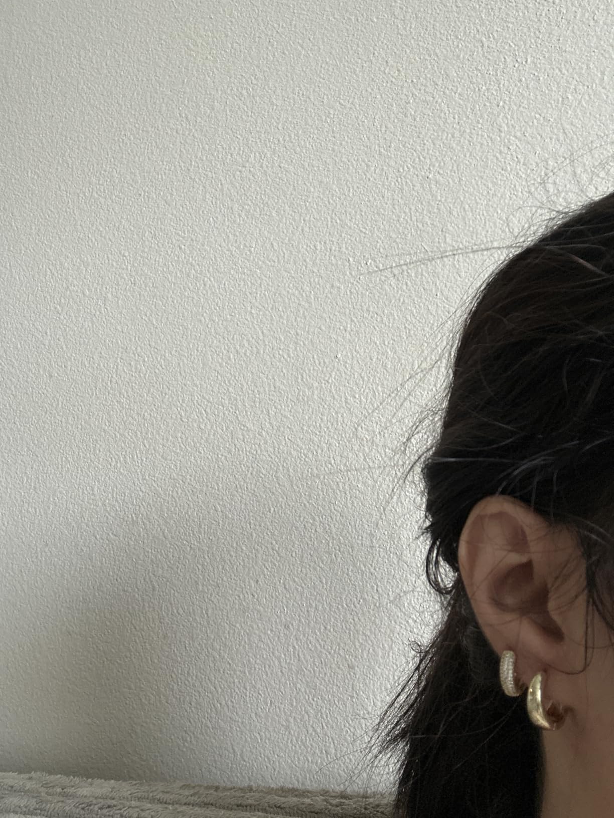 Small 14K Gold Plated Chunky Hoop Earrings for Women Hypoallergenic Silver Earrings Set for Sensitive Ears Non Tarnish Huggie Hoops Earring Stacks for Multiple Piercing Jewelry Lightweight 3Pairs customer photo 2