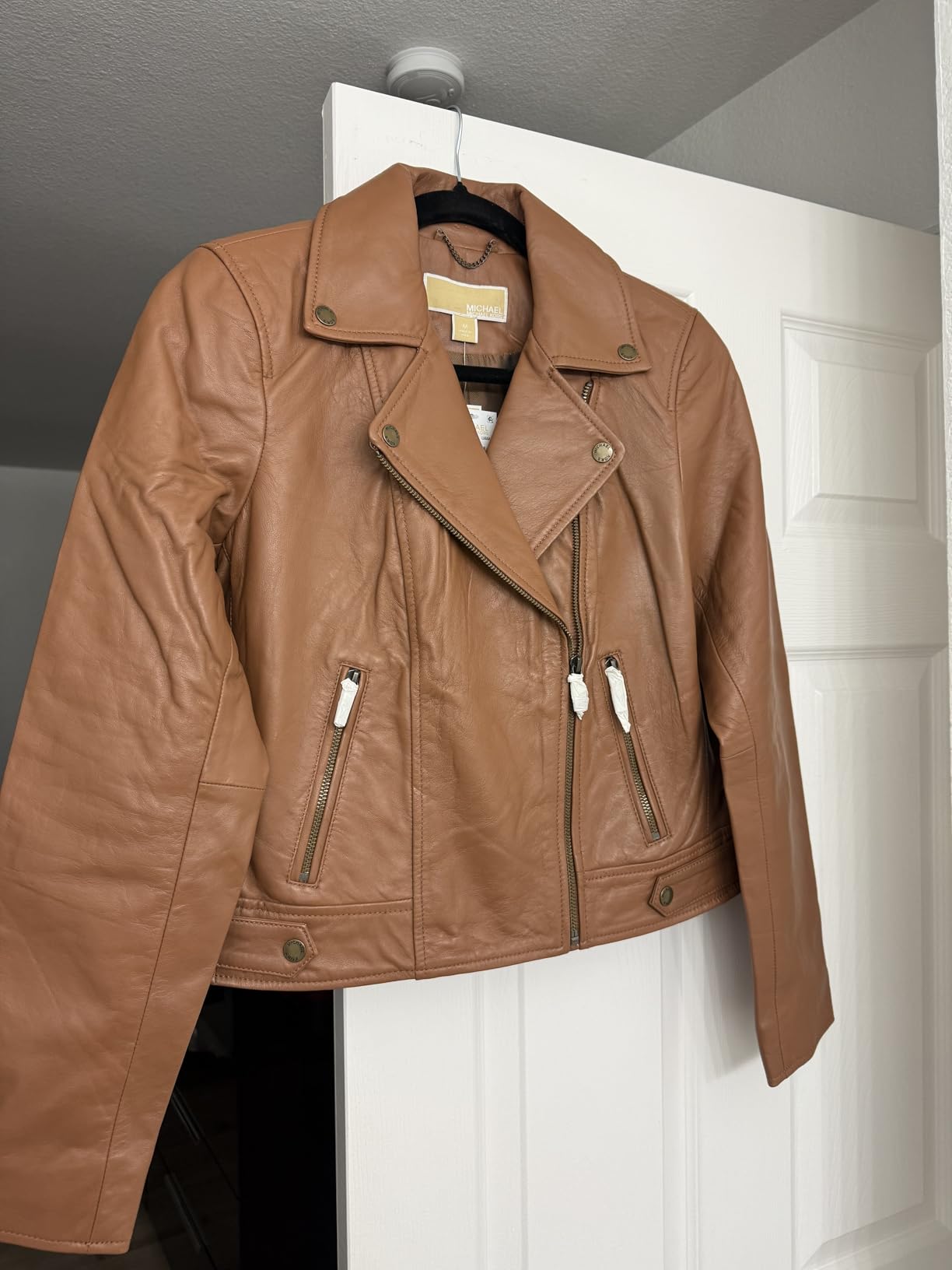 Michael Kors Women's Leather Moto Jacket customer photo 1