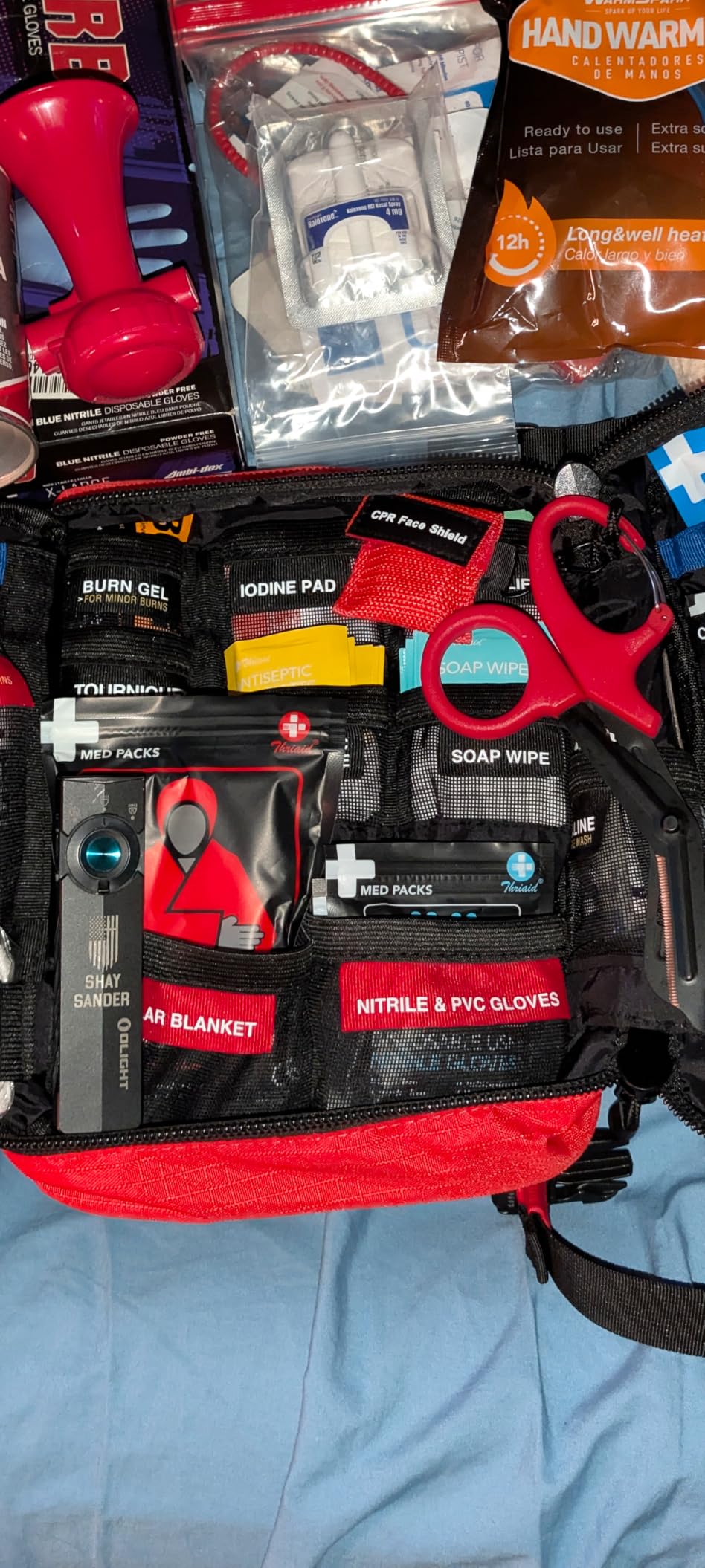 430 Piece First Aid Kit, Well-Organized Premium Waterproof Compact Trauma Medical Kits for Any Emergencies, Ideal for Home, Office, Car, Travel, Outdoor, Camping, Hiking, Boating (Red) customer photo 2