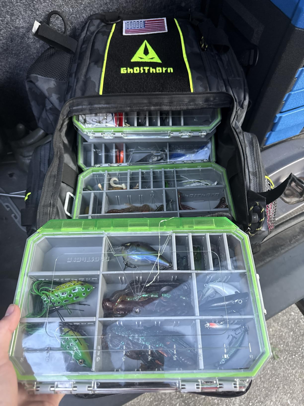 Ghosthorn Fishing Tackle Backpack with 4 3600 Tackle Boxes Rod Holder Outdoor 43L Large Bag with Detachable Waist Bag Storage Fishing Gear and Equipment Waterproof customer photo 1