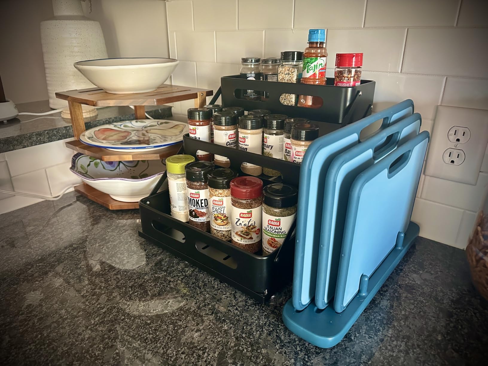 Ceetug 3 Tier Foldable Spice Rack, Black | Iron, For Countertop, Kitchen Seasoning Organizer, For Cabinet customer photo 1
