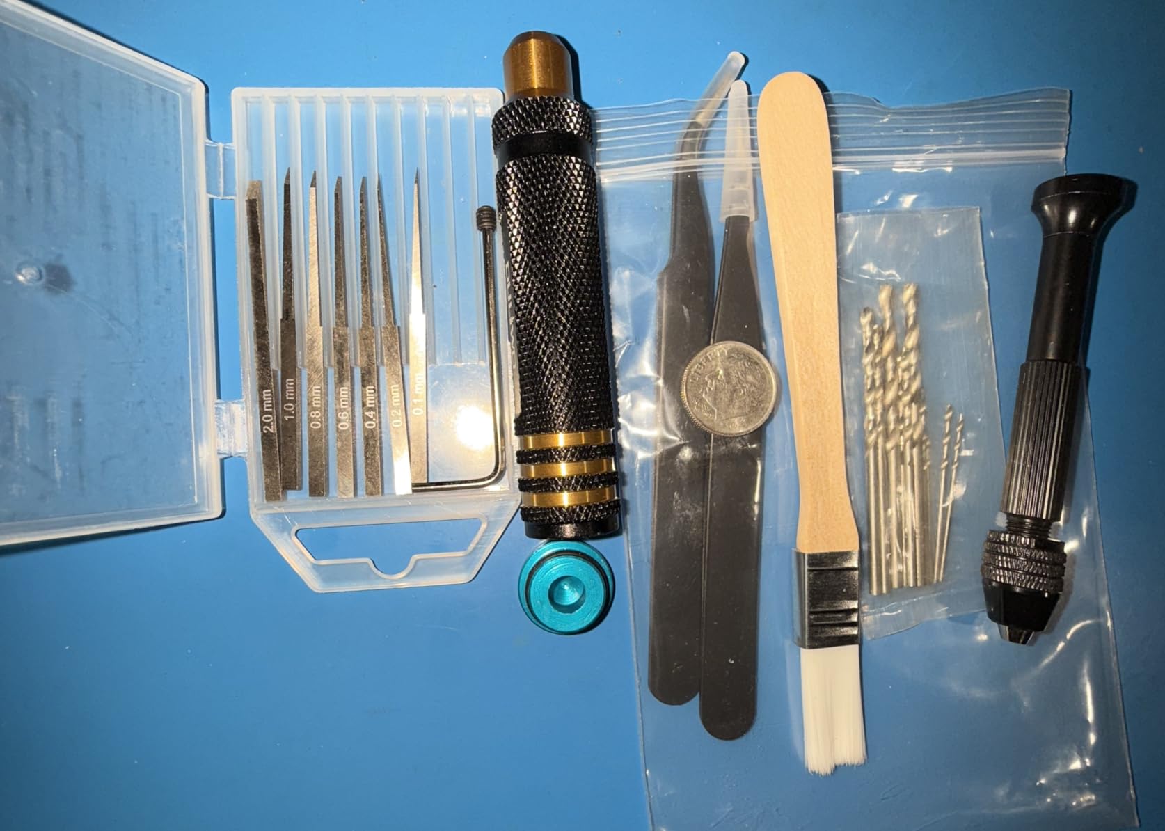 Scribing Tool Kit for Gunpla - 7-Blade Model Scriber Chisel Set (0.1-2.0mm), Pin Vise Hand Drill with 10 Bits, Tweezers & Brush Included customer photo 2