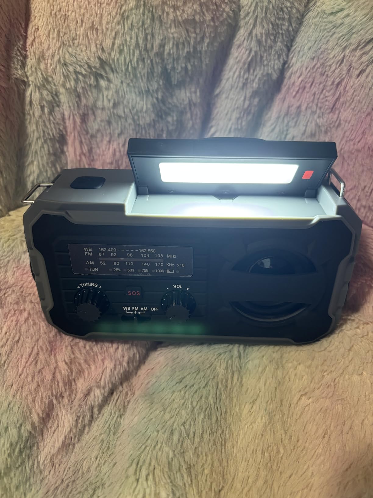 Hand Crank Emergency Radio 10000mAh Weather Radio with AM/FM/NOAA, Grey | Emergency Weather Radio with Solar Power SOS Phone Charging LED Flashlight, Survival Gear for Outdoor Home Emergencies Kits customer photo 2