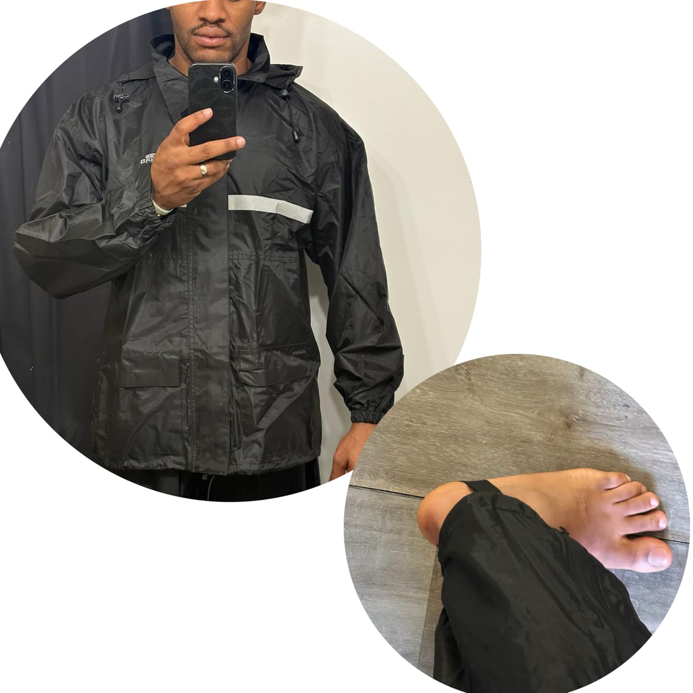 Waterproof Motorcycle Rain Suit, 2-Piece Reflective Gear, Lightweight Riding Jacket & Pants, Protective Raincoat with Hoodie customer photo 2