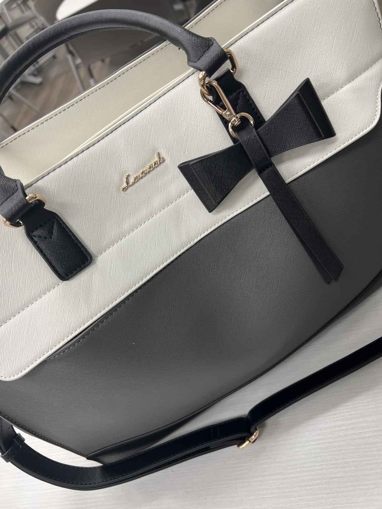 LOVEVOOK Laptop Tote Bag for Women,Leather Work Bag, Waterproof Business Teacher Bag,Large Computer Handbag Purse Briefcase,Office Gifts for Women customer photo 1