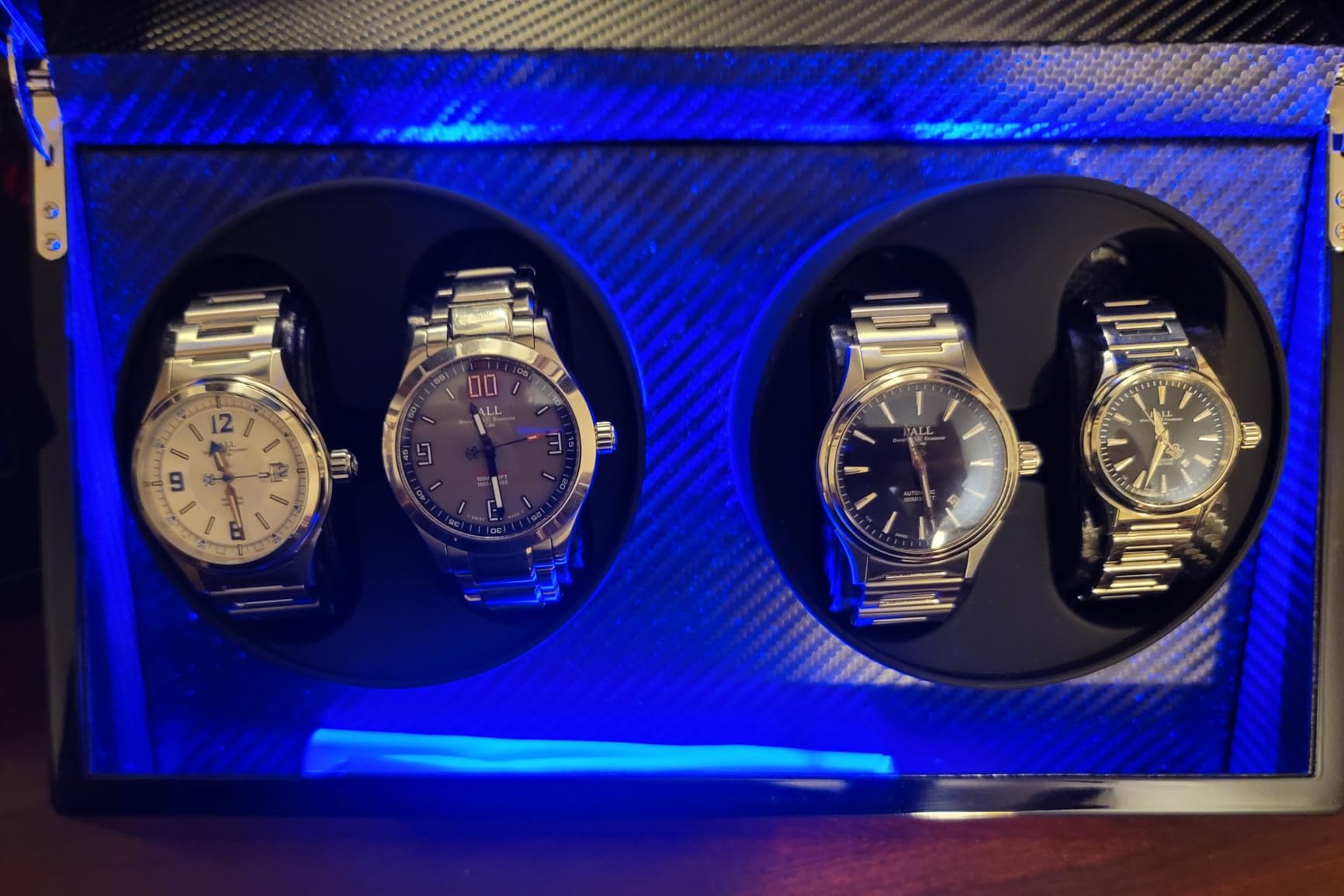 ANWBROAD Watch Winders for Automatic Watches, 4 Watch Rotator with LED Light, Super Quiet Motor and 4 Rotation Modes customer photo 1